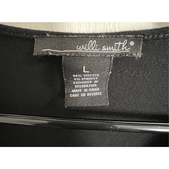 Willi Smith Crowl Neck Professional Black Blouse With Lace Detail - Picture 3 of 4